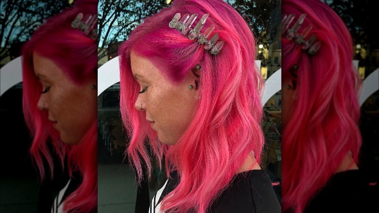 Hair clip featuring clear quartz 