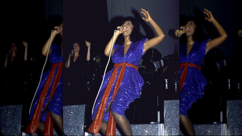 Donna Summer performs at the Oakland Coliseum in Oakland, California on July 1, 1979