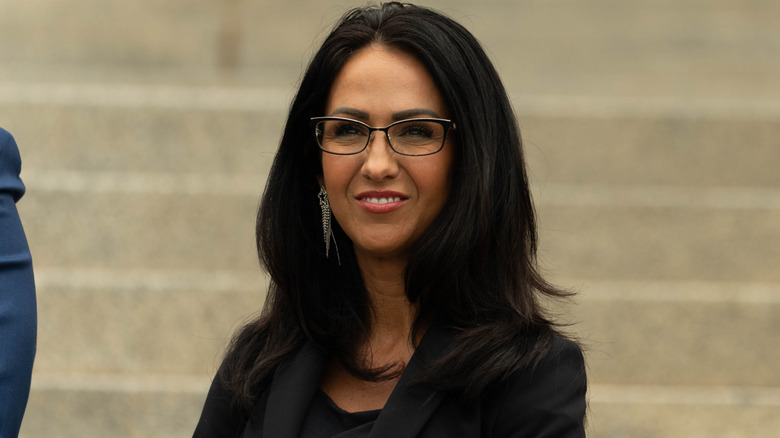 Lauren Boebert smiles to a crowd