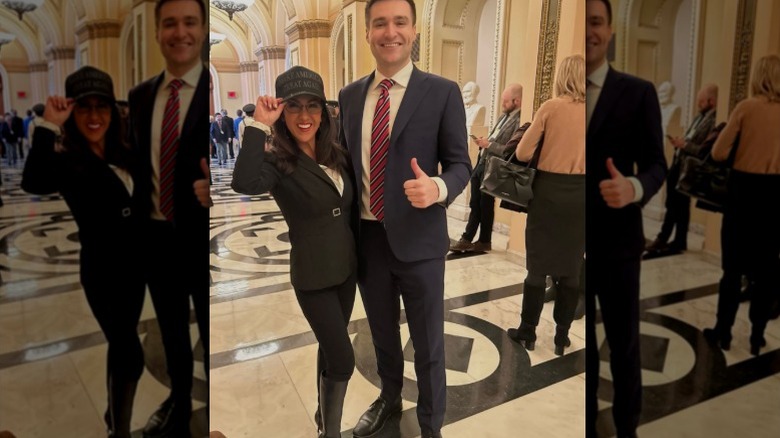 Lauren Boebert poses at the Capitol in a cap