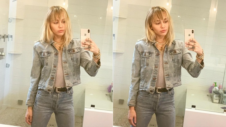 Miley Cyrus denim tuxedo