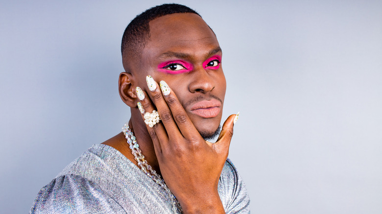 Man showing off his manicure