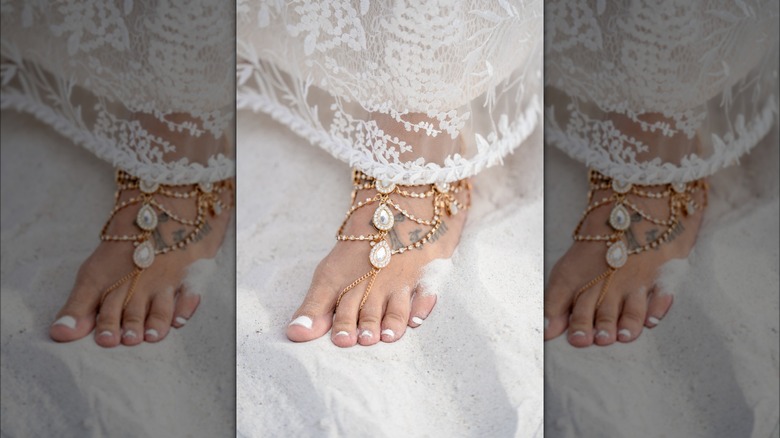 White bridal pedicure