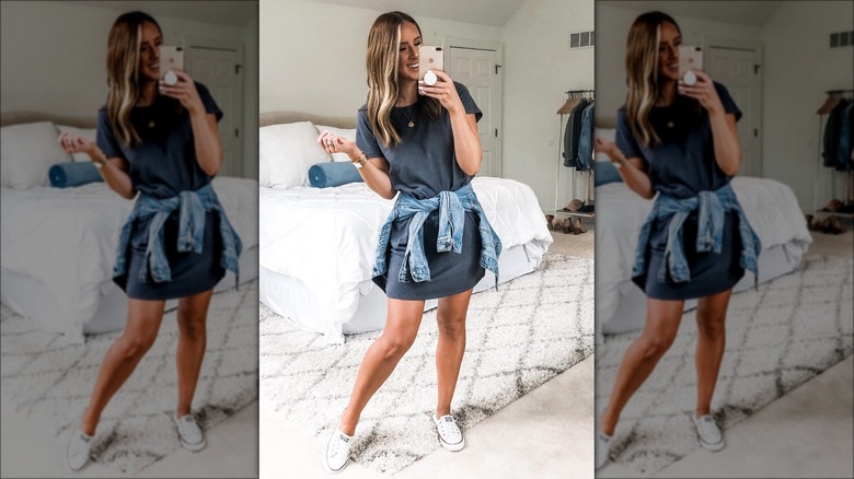 woman wearing a t-shirt dress