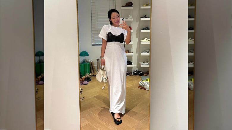 woman wearing a t-shirt dress