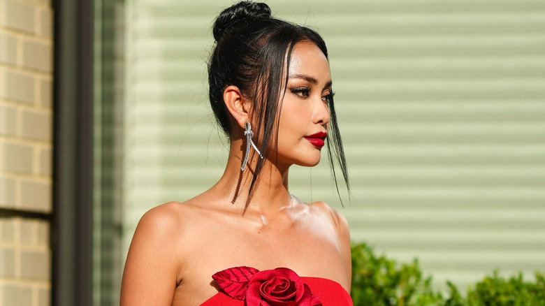 girl wearing cherry-red makeup