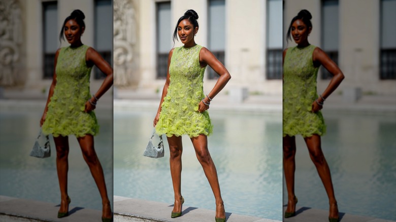 woman wearing minidress