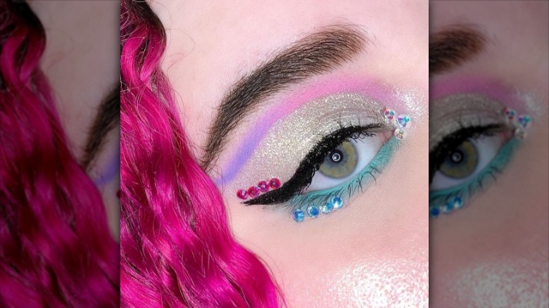 Pastel blue eyeliner waterline