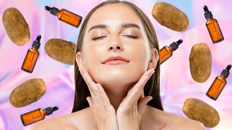 Girl touching her face