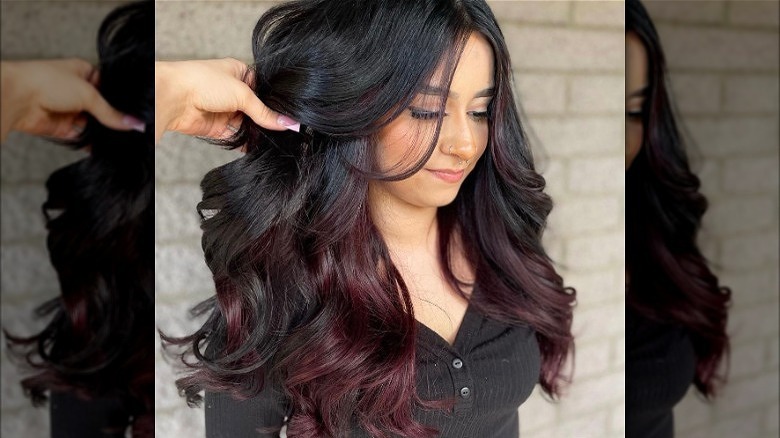 Peekaboo burgundy hair