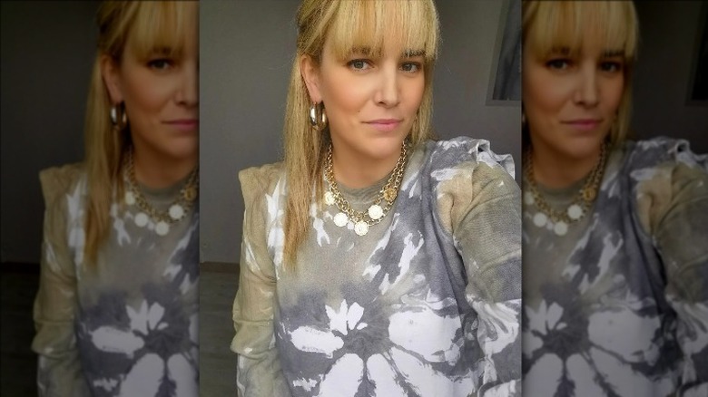 Business casual tie-dye blouse