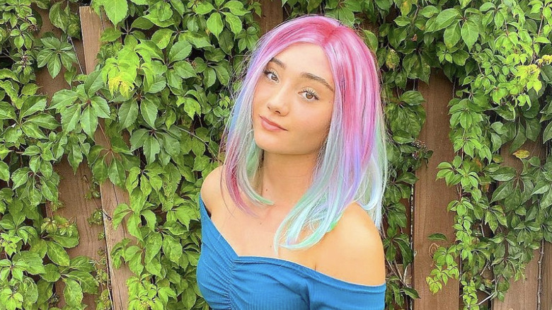 Straightened tie-dye hair