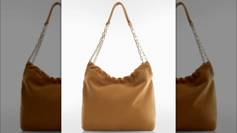 Tan leather tote, chain strap