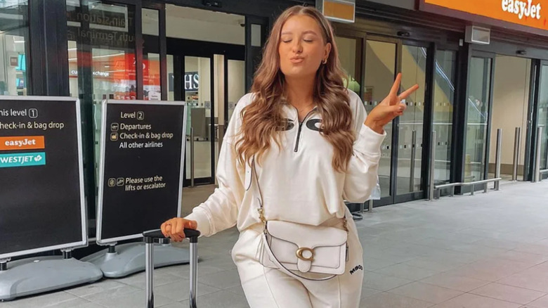 young woman in lounge set