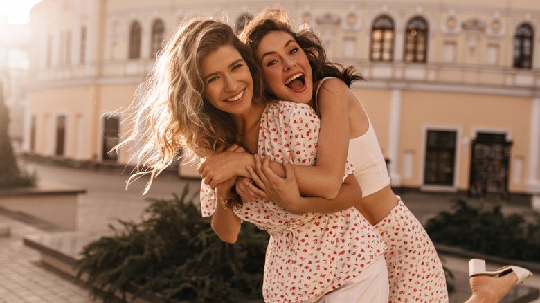 two women hugging