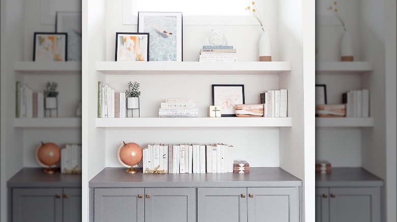 Minimalist white bookshelf