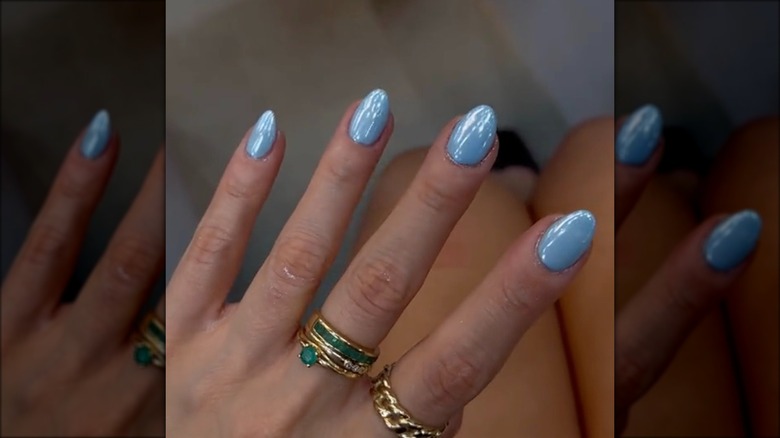 Chrome baby blue nails