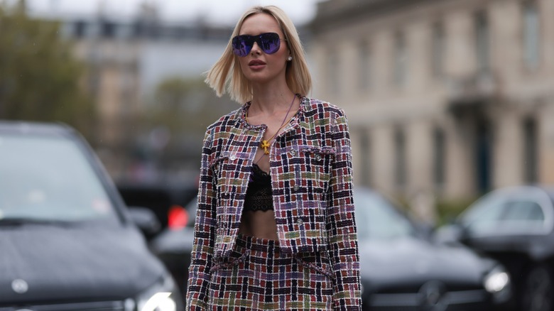 woman wearing cropped jacket