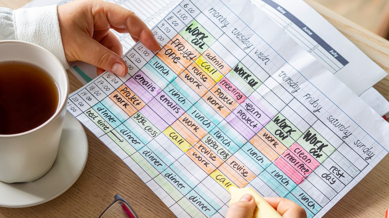 color-coded time block schedule
