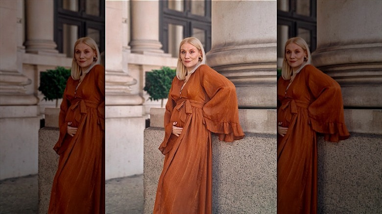 woman wearing belted maxidress