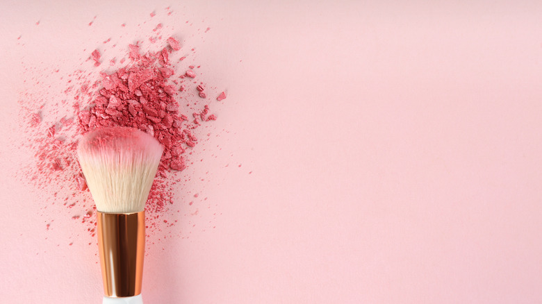 makeup brush with powder blush