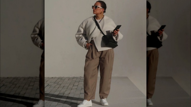 neutral trouser outfit