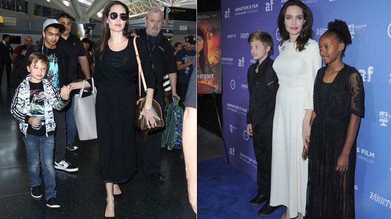 Angelina Jolie with her children