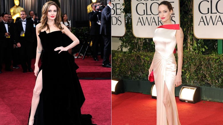 Angelina Jolie in 2012 posing on red carpets.