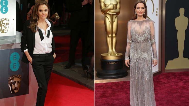Angelina Jolie in 2014 posing on red carpets.
