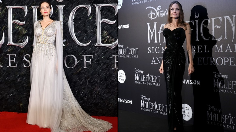 Angelina Jolie in 2019 posing on red carpets.