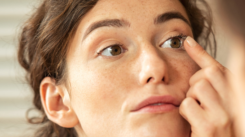 wearing eye contacts