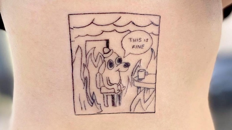 this is fine meme ephemeral tattoo