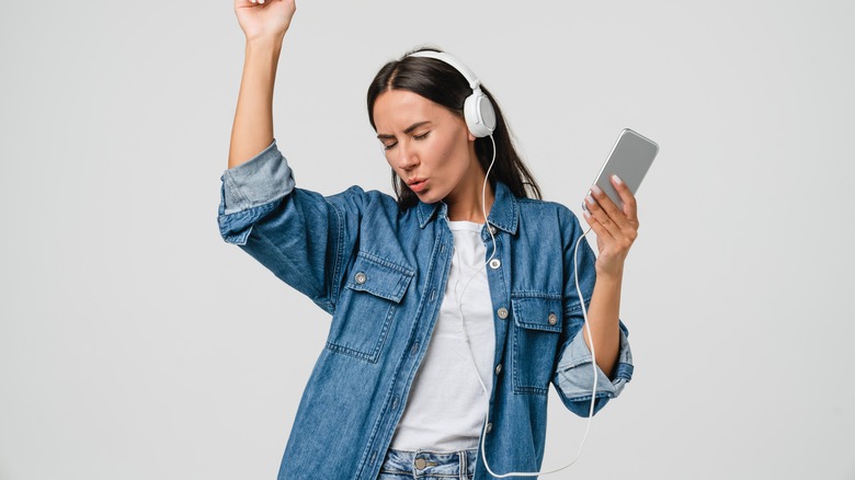 woman listening to music