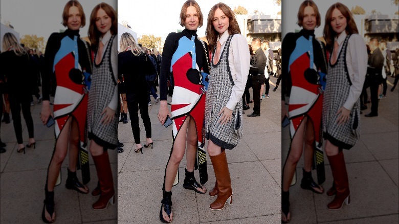 Person in dress and thong boots