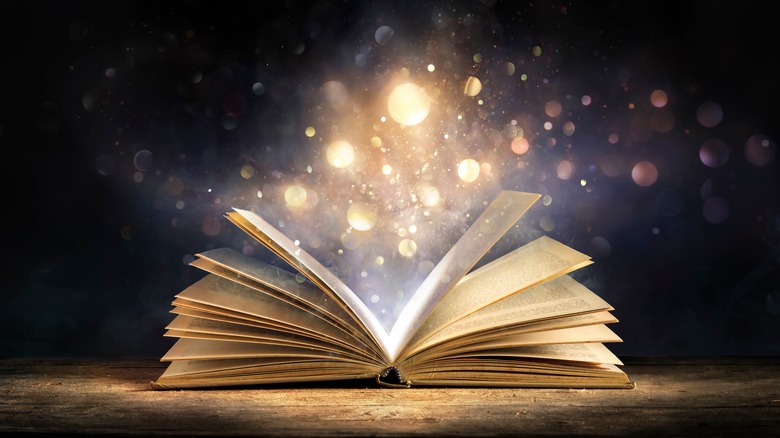 Magical storybook with sparks