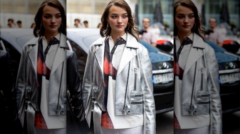 Silver motorcyle jacket 