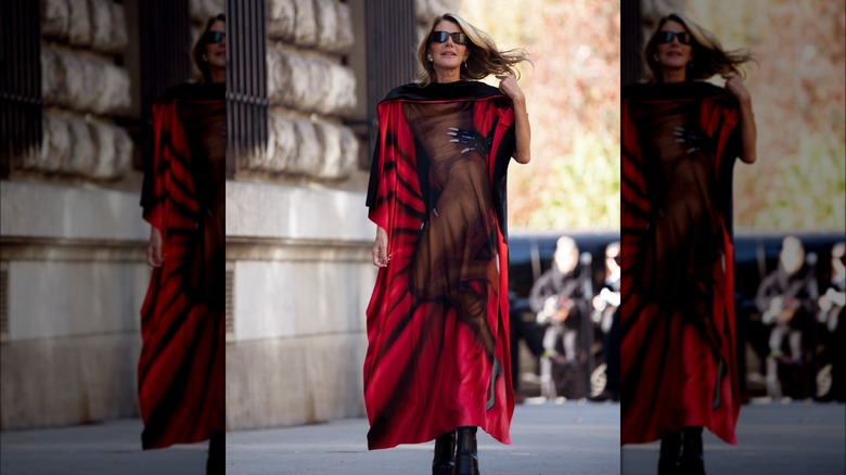 woman with painted dress