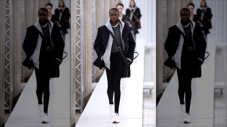 model wearing hoodie