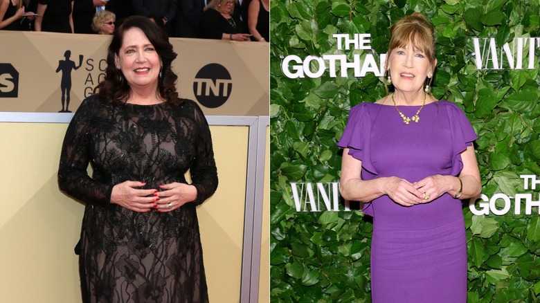 Ann Dowd walks the red carpet at the SAG Awards and the Gotham TV Awards in black and puyrple dresses