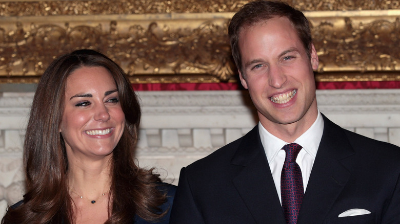Prince William and Kate Middleton pose for photographs in the State Apartments of St James Palace on November 16, 2010 in London, England (2010)
