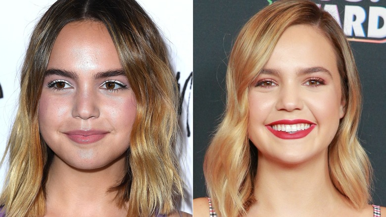 Bailee Madison smiling for photos with blond hair