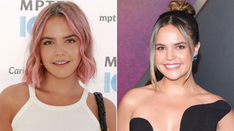 Bailee Madison poses for photos with her newly pink hair