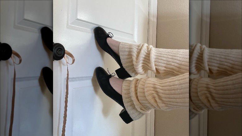 Woman wearing heeled ballet flats