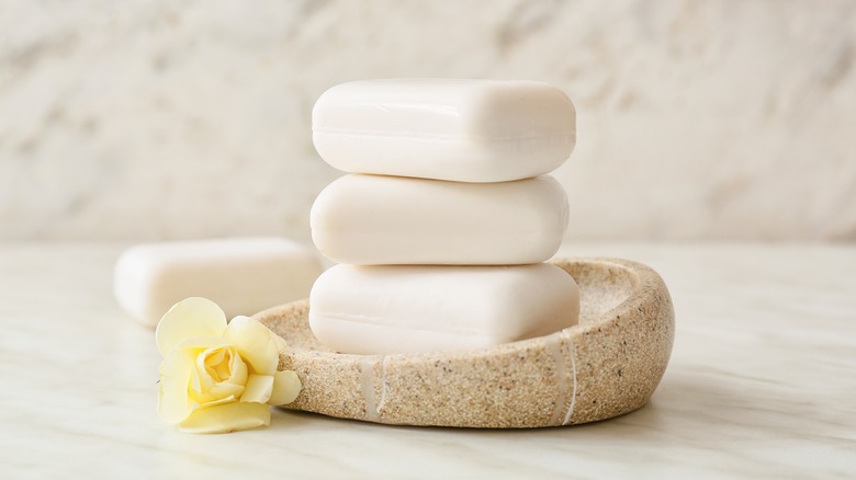 three bar soaps stacked