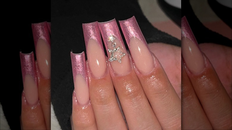 pink chrome french manicure