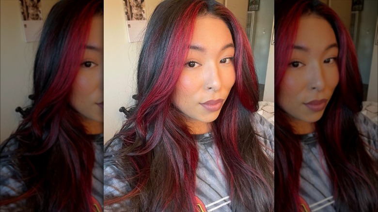 A woman with a red money piece