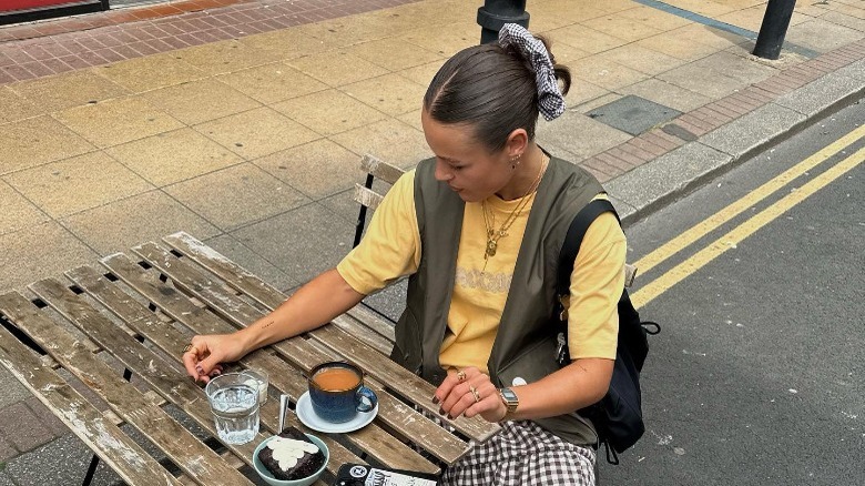 Slicked bun with a scrunchie