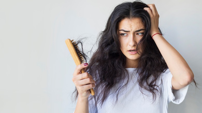 Woman shocked at brush
