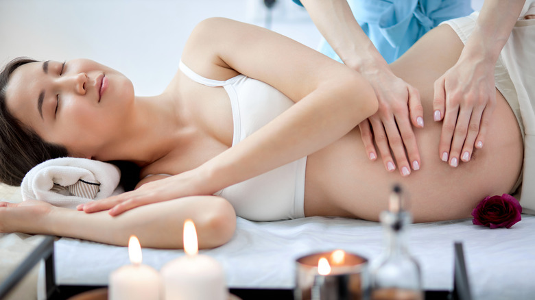woman getting a prenatal massage