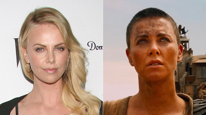 Charlize Theron with long blond hair and in Mad Max: Fury Road